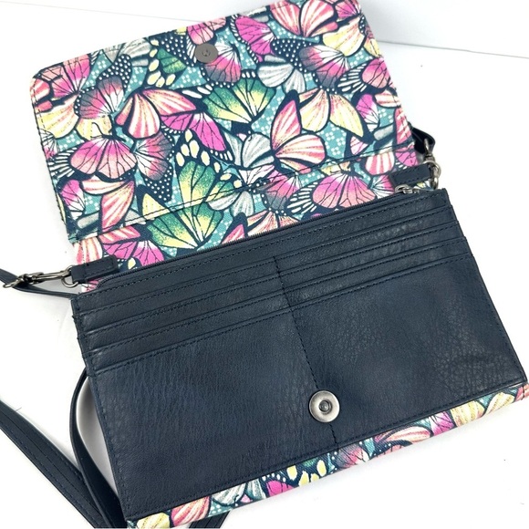 Sakroots Marin Crossbody Bag Orchard Butterfly Canvas Handbag Wristlet - Picture 6 of 12